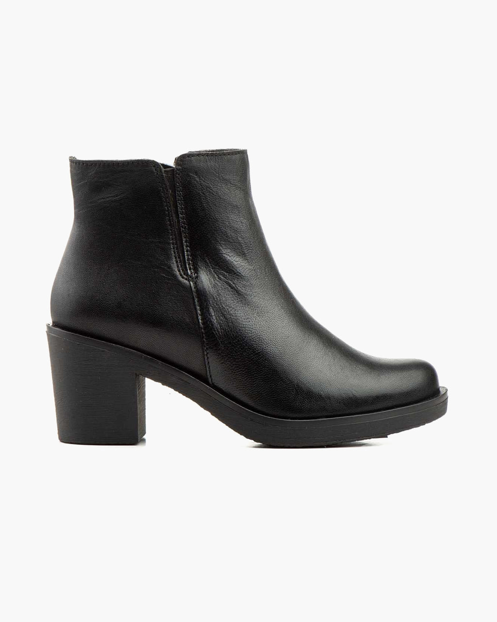 Botines mujer de piel con tacón o plataforma Botín cómodo de invierno y otoño Calzado artesanal de España tipo cuña o camperos en ante y cuero Elegantes e informales - Negro