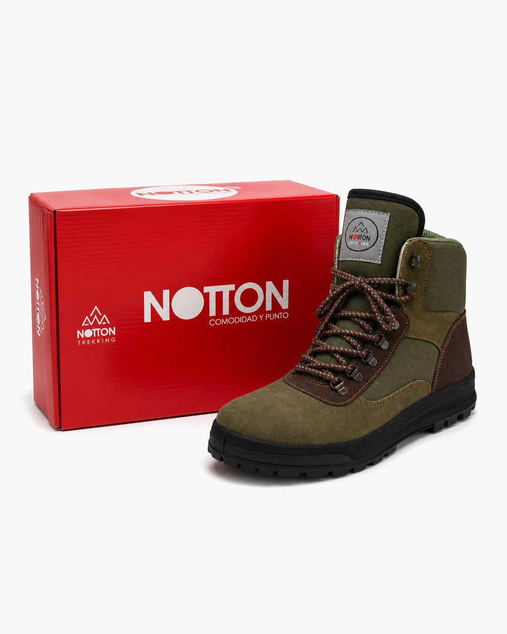 Zapatillas Trekking Mujer Impermeables de Piel, Verde y Marrón - Kaki-Marrón