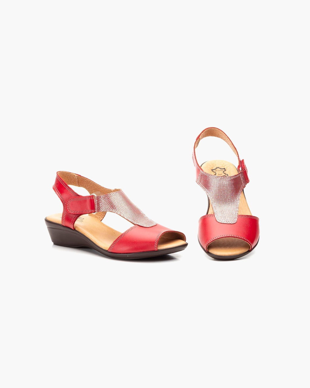 NOESLOMISMO BY DILEMA Sandalias de Mujer con Cuña Cómoda y Suela Antideslizante - Calzado de Diseño Ergonómico para Uso Diario y Caminatas - Reduce la Fatiga en Días Calurosos - Rojo