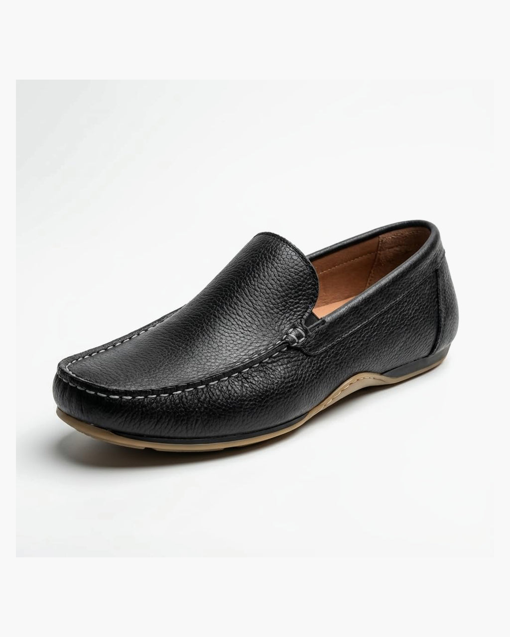 Mocasines de Cuero Azul Marino para Hombre de Verano - Negro