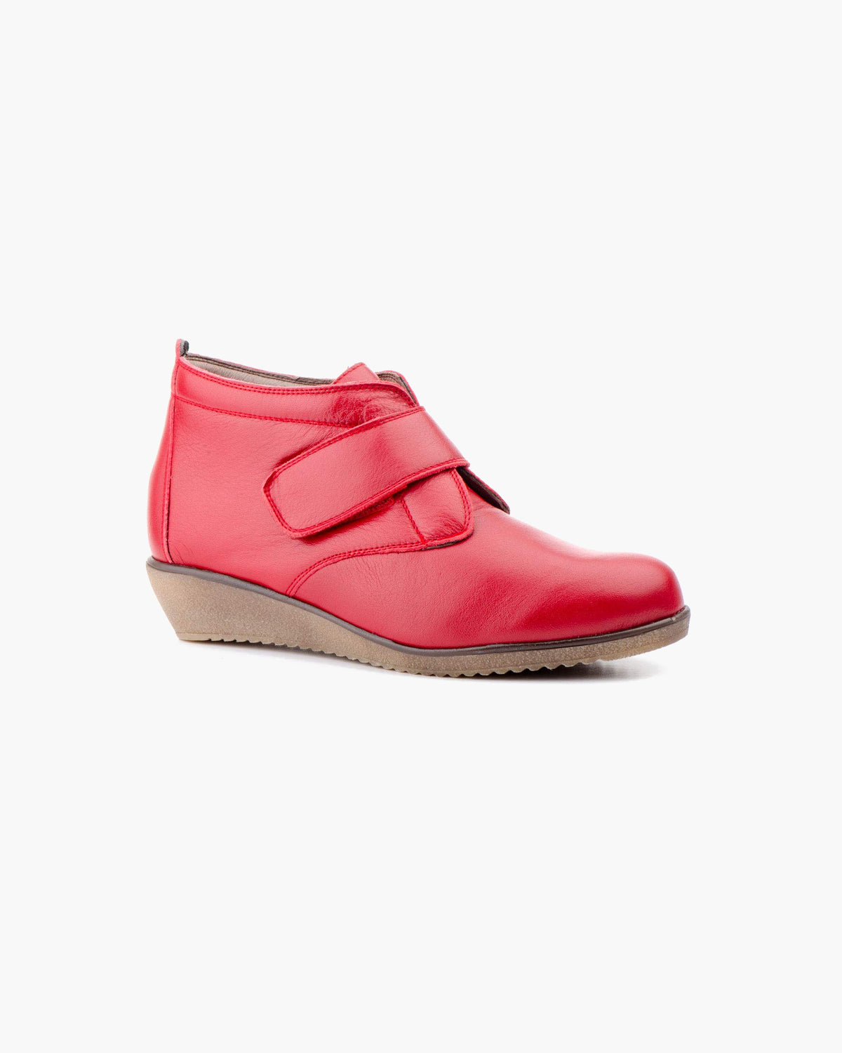 Botines mujer de piel con tacón o plataforma Botín cómodo de invierno y otoño Calzado artesanal de España tipo cuña o camperos en ante y cuero Elegantes e informales - Rojo