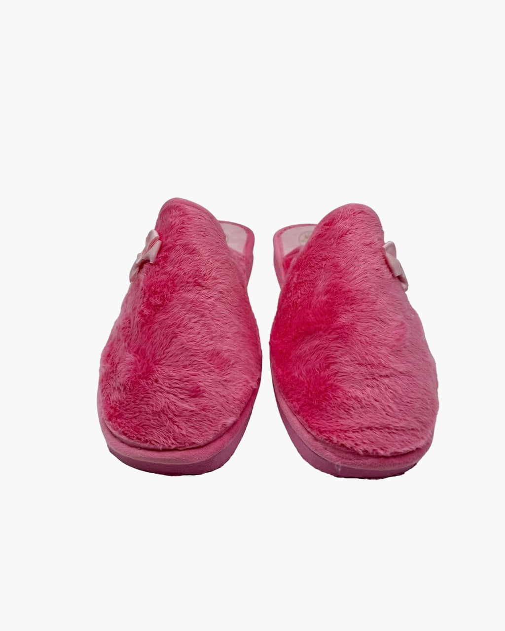 Zapatillas de casa para mujer de pelo con suela de goma - Rosa