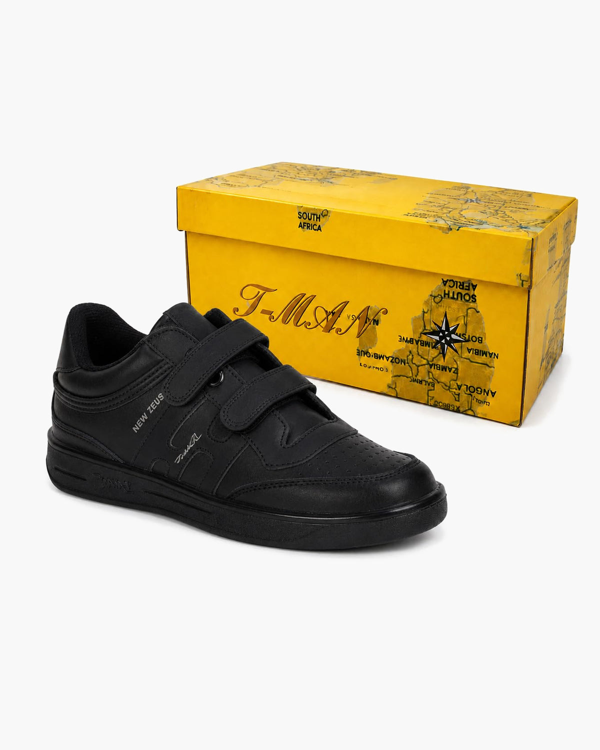 Zapatillas Hombre de Piel con Cierre Autoadherente - Negro