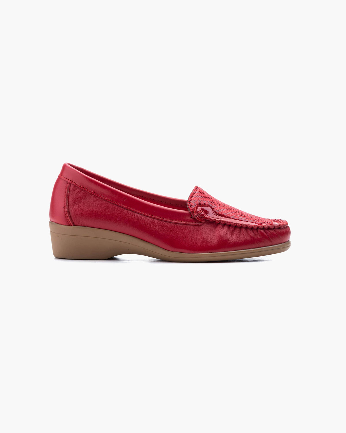 Mocasines para Mujer de Piel cómodos Zapatos clásicos de Vestir y Casual Zapatillas 24 Horas señora Calzado de Verano e Invierno Tipo Penny en Gamuza - Rojo