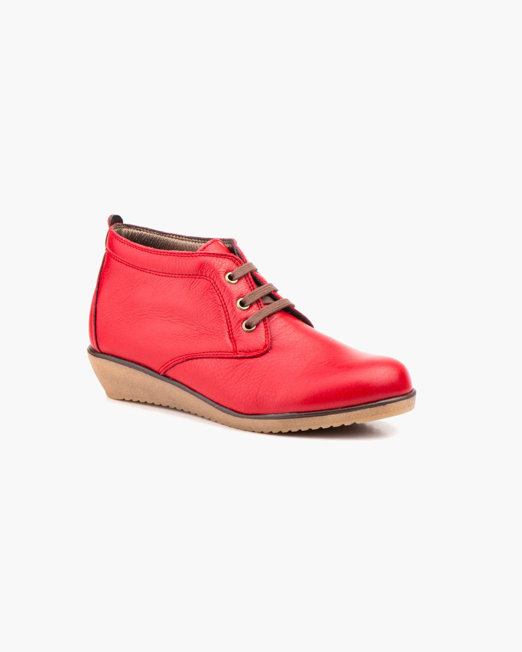 Botines mujer de piel con tacón o plataforma Botín cómodo de invierno y otoño Calzado artesanal de España tipo cuña o camperos en ante y cuero Elegantes e informales - Rojo