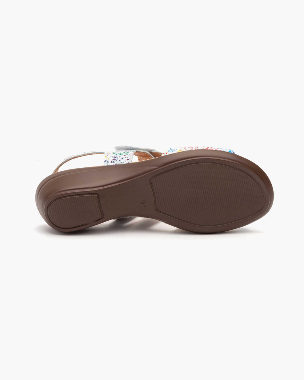 Sandalias de Cuña para Mujer de Piel Auténtica con Cierre de Velcro Verano - Blanco