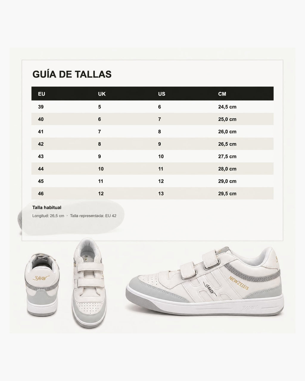 Zapatillas Hombre de Piel con Cierre Autoadherente - Blanco