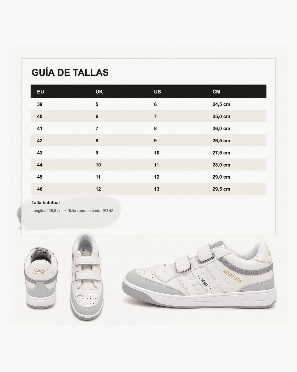 Zapatillas Hombre de Piel con Cierre Autoadherente - Blanco