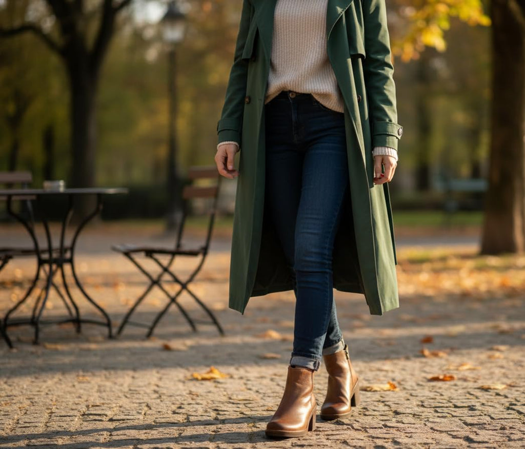Botines mujer de piel con tacón o plataforma Botín cómodo de invierno y otoño Calzado artesanal de España tipo cuña o camperos en ante y cuero Elegantes e informales - Marrón