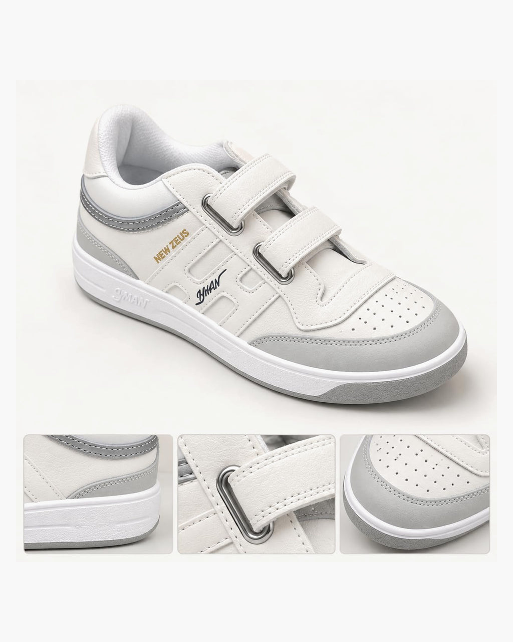 Zapatillas Hombre de Piel con Cierre Autoadherente - Blanco