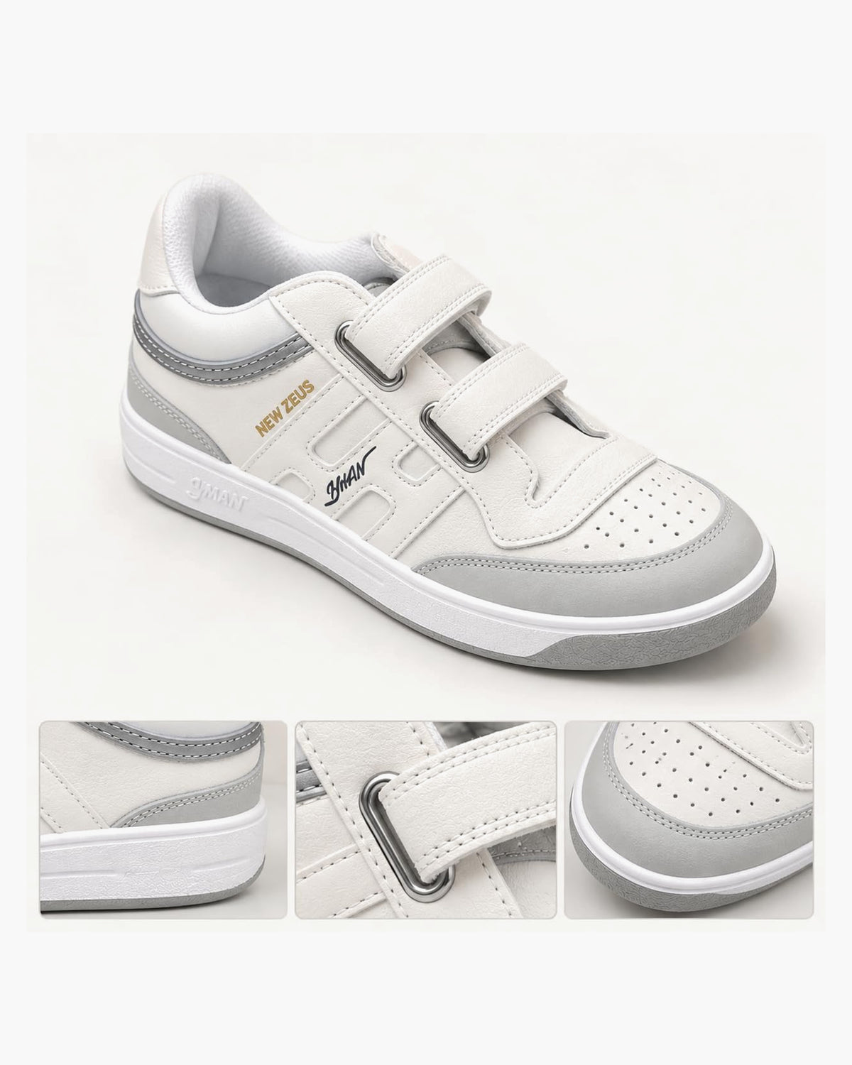 Zapatillas Hombre de Piel con Cierre Autoadherente - Blanco