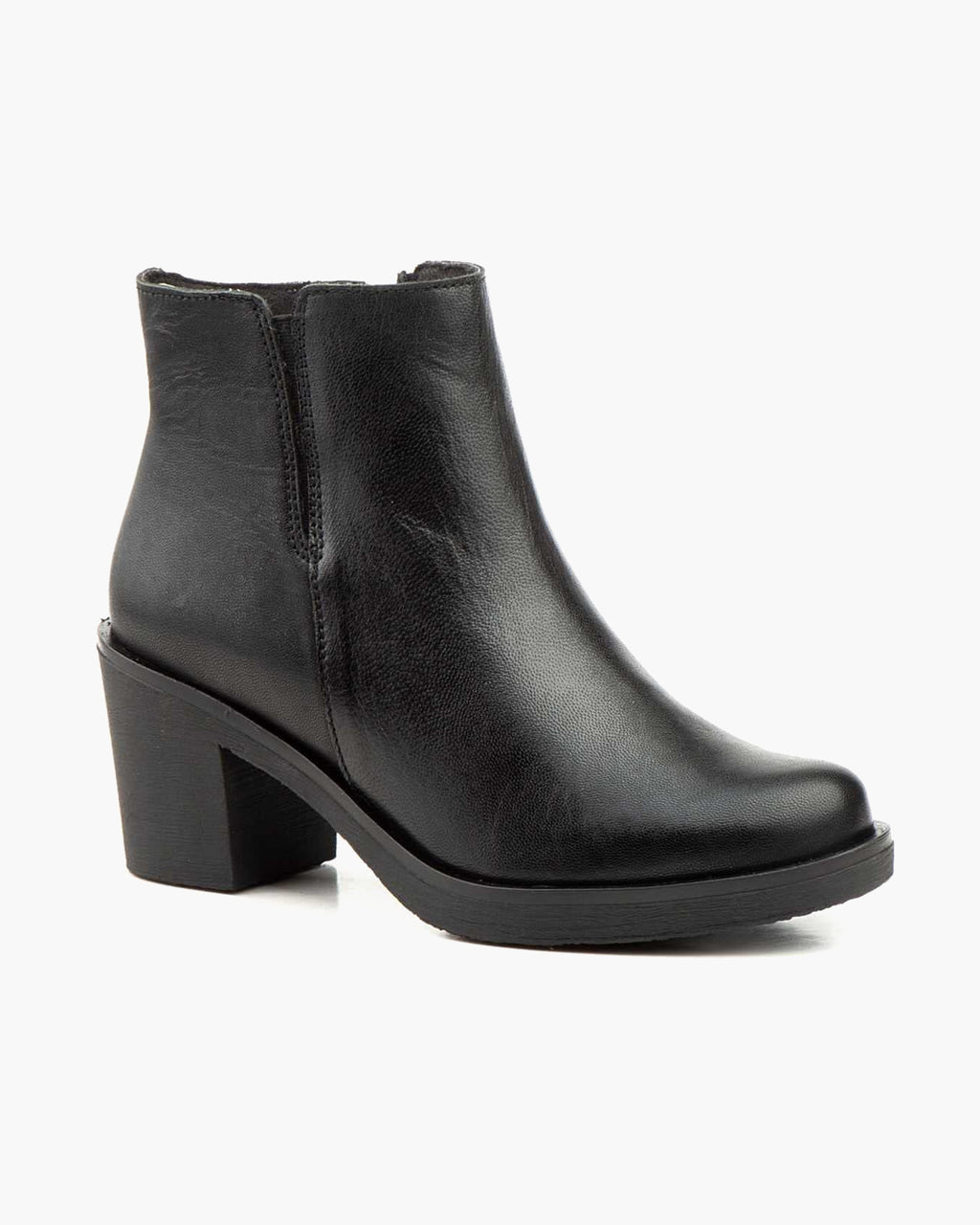 Botines mujer de piel con tacón o plataforma Botín cómodo de invierno y otoño Calzado artesanal de España tipo cuña o camperos en ante y cuero Elegantes e informales - Negro
