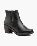 Botines mujer de piel con tacón o plataforma Botín cómodo de invierno y otoño Calzado artesanal de España tipo cuña o camperos en ante y cuero Elegantes e informales - Negro