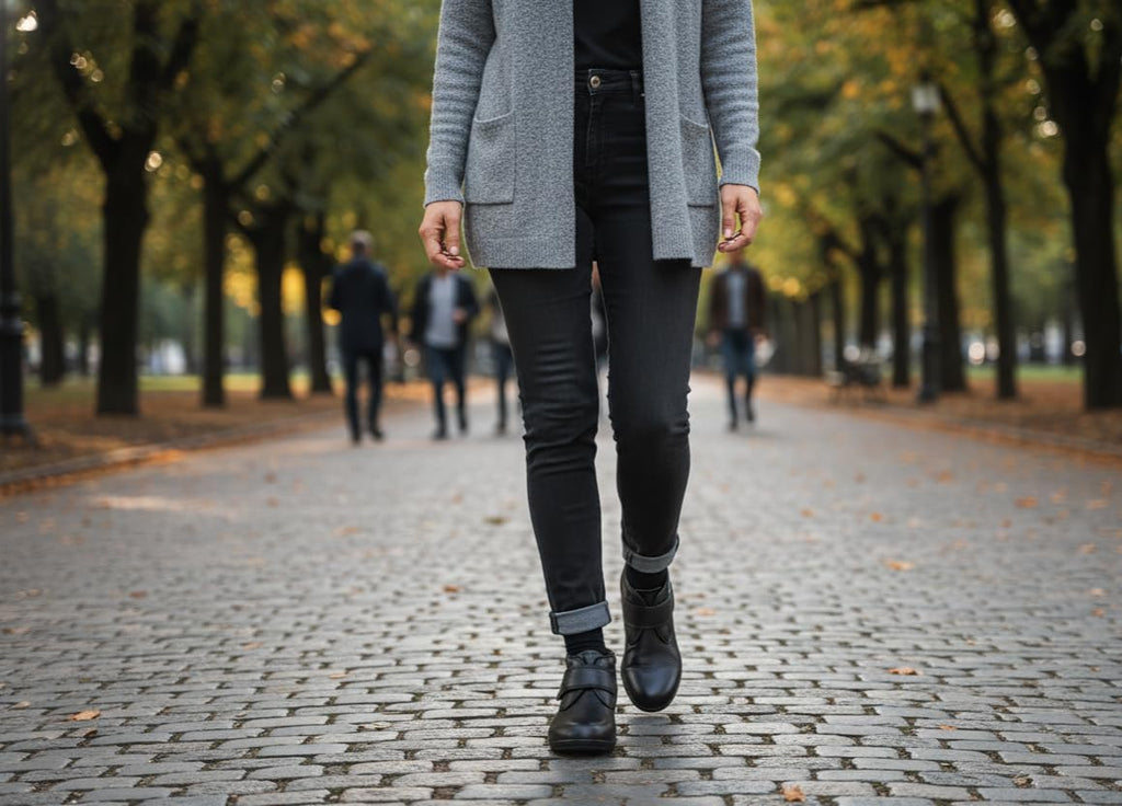 Botines mujer de piel con tacón o plataforma Botín cómodo de invierno y otoño Calzado artesanal de España tipo cuña o camperos en ante y cuero Elegantes e informales - Negro