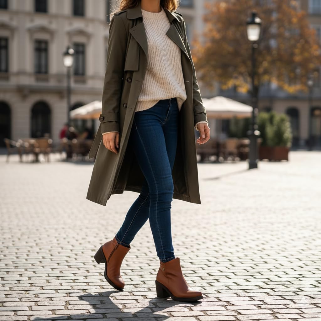Botines mujer de piel con tacón o plataforma Botín cómodo de invierno y otoño Calzado artesanal de España tipo cuña o camperos en ante y cuero Elegantes e informales - Roble