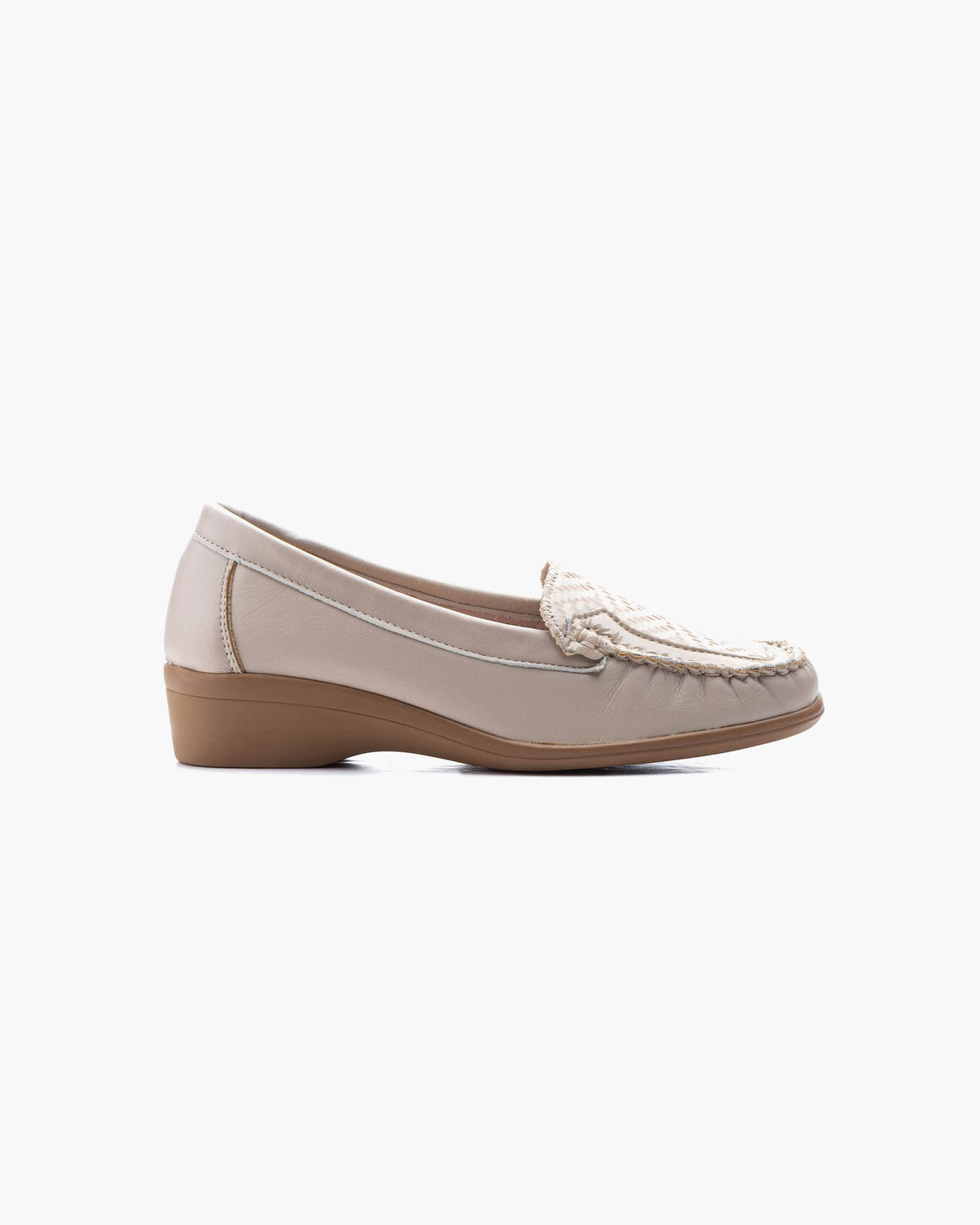 Mocasines para Mujer de Piel cómodos Zapatos clásicos de Vestir y Casual Zapatillas 24 Horas señora Calzado de Verano e Invierno Tipo Penny en Gamuza - Beige