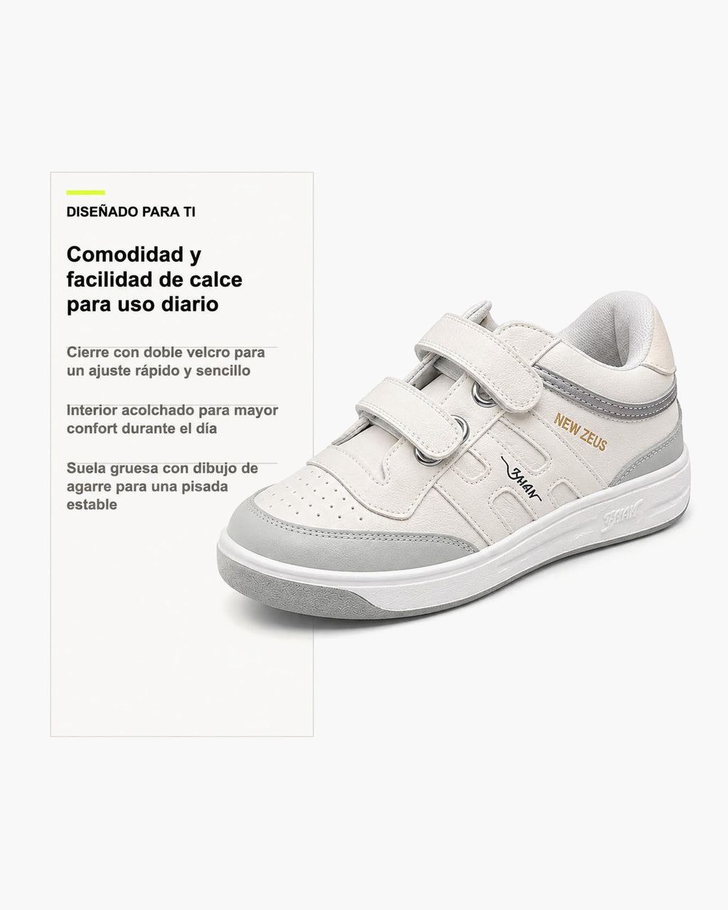 Zapatillas Hombre de Piel con Cierre Autoadherente - Blanco