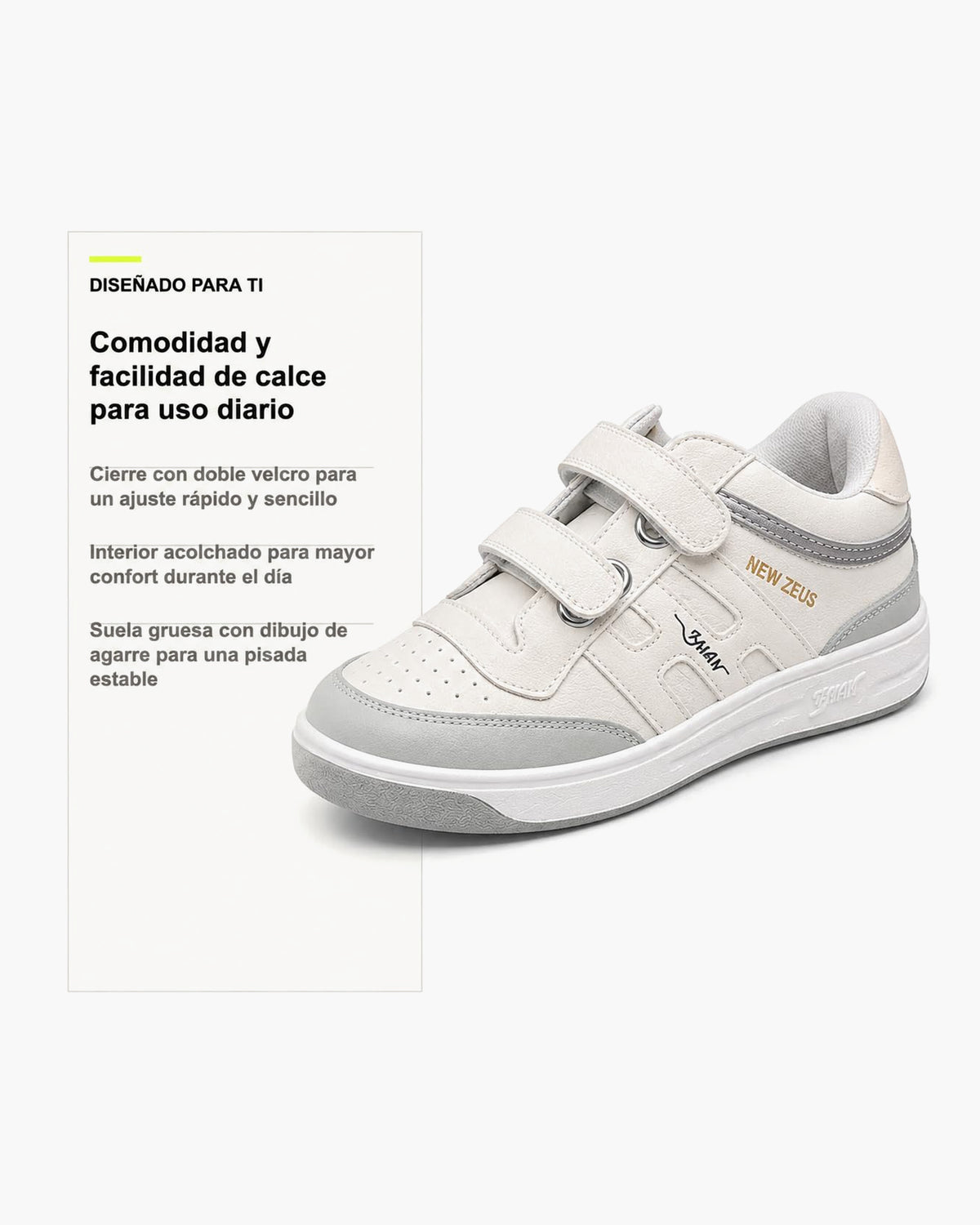 Zapatillas Hombre de Piel con Cierre Autoadherente - Blanco