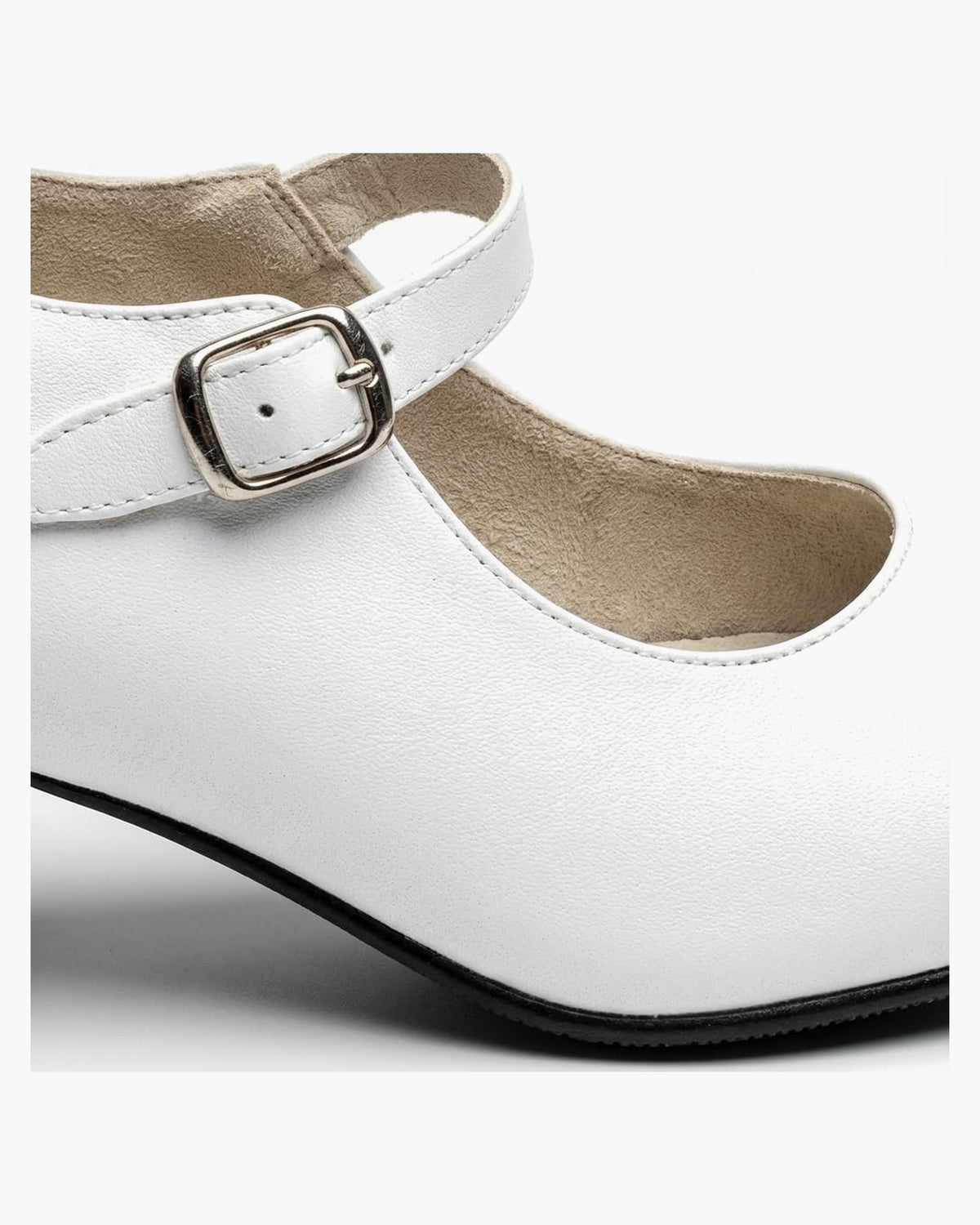 Zapatos de flamenca blancos para mujer con tacón ancho y hebilla - Blanco