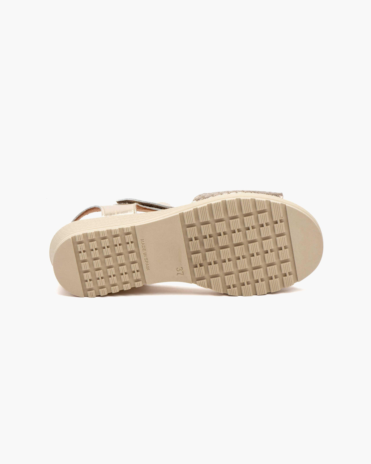 Sandalias de Cuña para Mujer de Piel Auténtica con Cierre de Velcro Verano - Platino