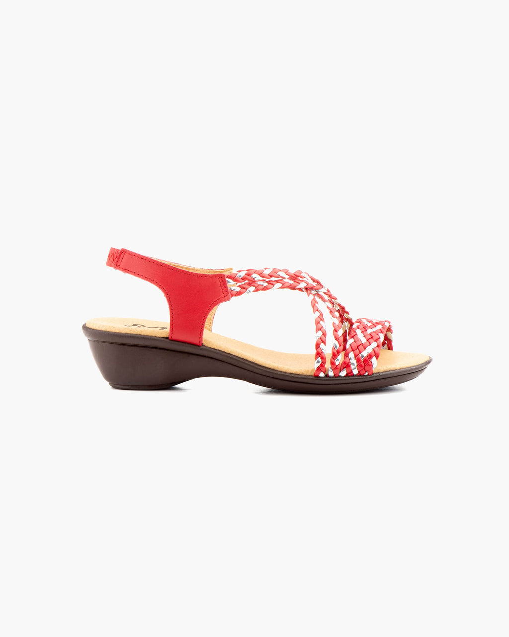 NOESLOMISMO BY DILEMA Sandalias de Mujer Trenzadas con Cuña Baja | Fabricación Artesanal Española con Suela Antideslizante | Calzado Ergonómico de Verano para Caminar sin Dolor - Rojo