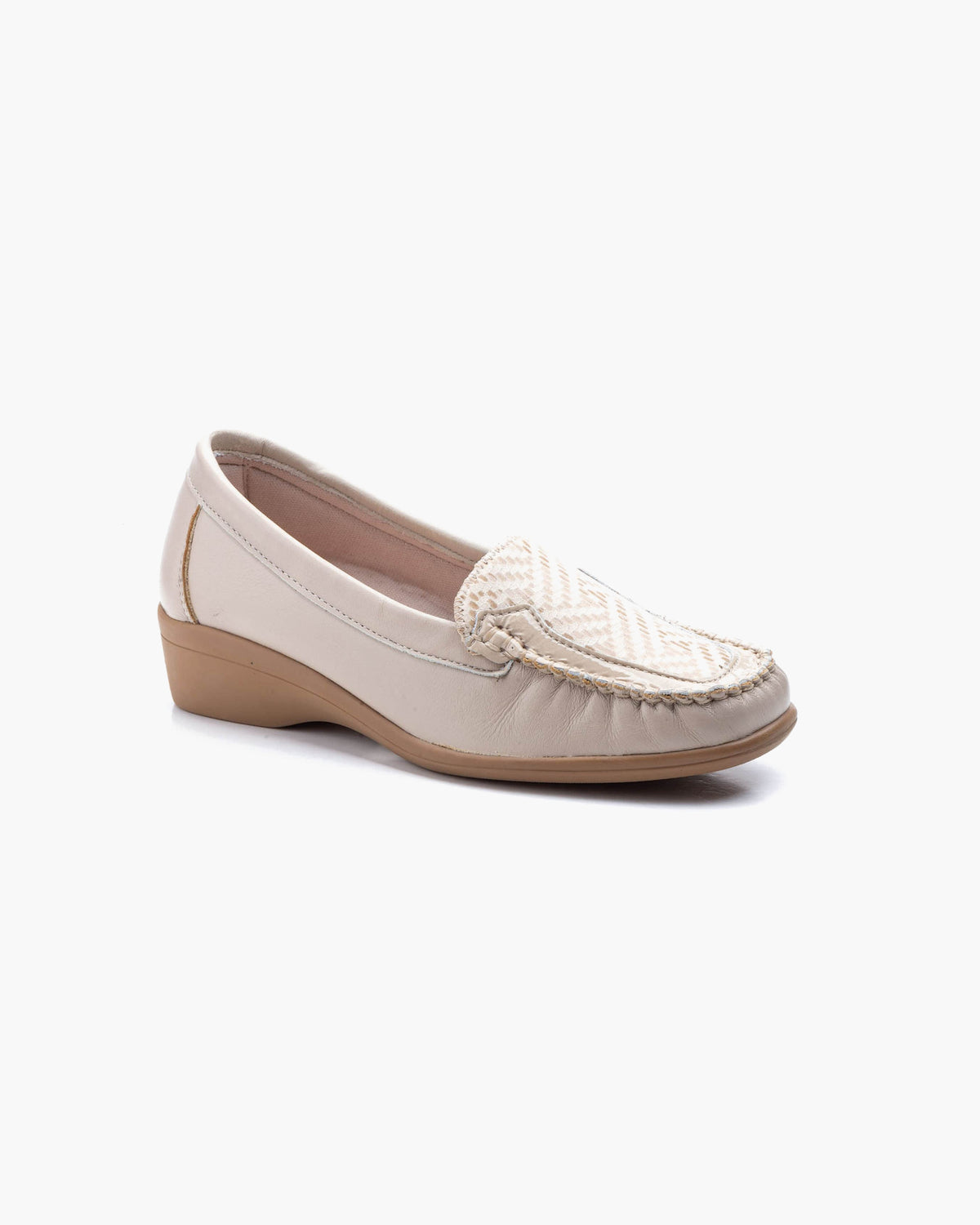 Mocasines para Mujer de Piel cómodos Zapatos clásicos de Vestir y Casual Zapatillas 24 Horas señora Calzado de Verano e Invierno Tipo Penny en Gamuza - Beige