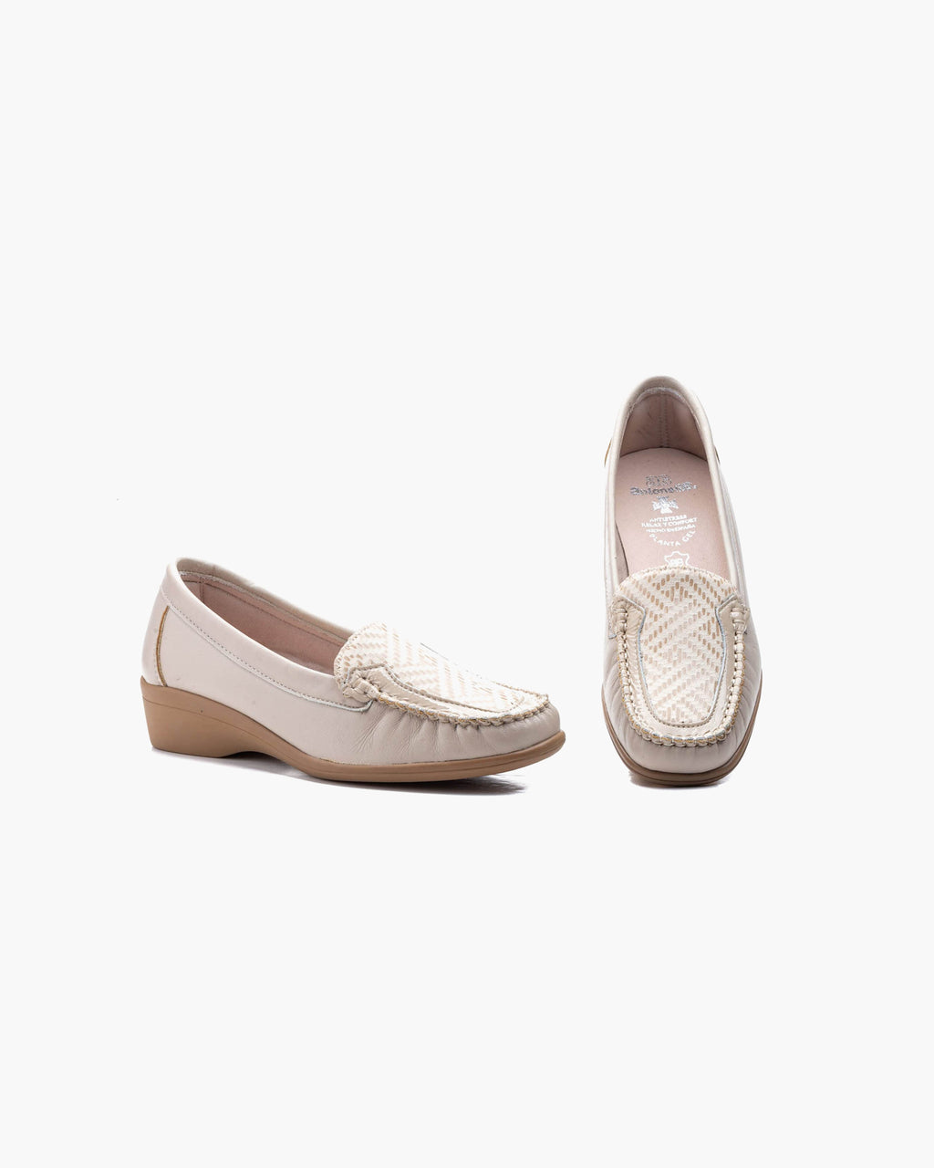 Mocasines para Mujer de Piel cómodos Zapatos clásicos de Vestir y Casual Zapatillas 24 Horas señora Calzado de Verano e Invierno Tipo Penny en Gamuza - Beige