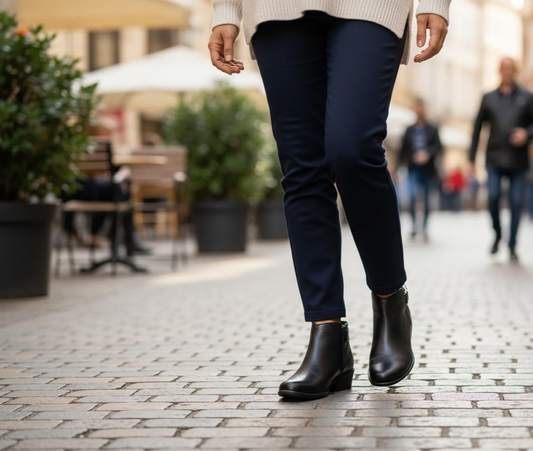 Botines mujer de piel con tacón o plataforma Botín cómodo de invierno y otoño Calzado artesanal de España tipo cuña o camperos en ante y cuero Elegantes e informales - Negro