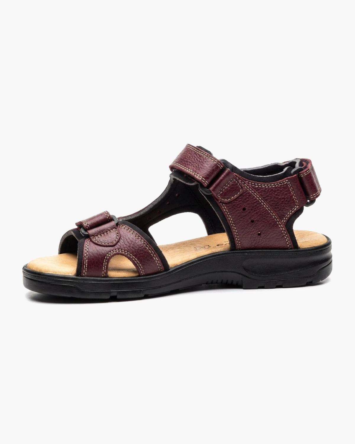 NOESLOMISMO BY DILEMA Sandalias Cangrejeras de Cuero para Hombre | Doble Cierre de Velcro Ajustable | Suela Antideslizante y Ergonómica para Caminatas Urbanas y Verano | Fabricadas en España - Burdeos