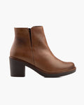 Botines mujer de piel con tacón o plataforma Botín cómodo de invierno y otoño Calzado artesanal de España tipo cuña o camperos en ante y cuero Elegantes e informales - Marrón