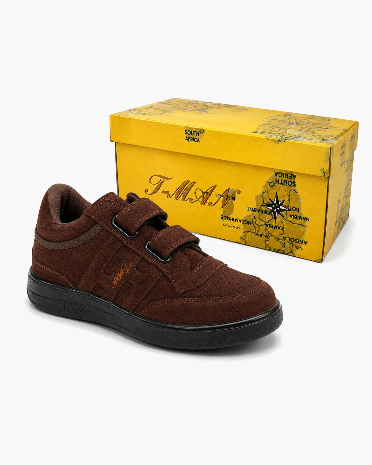 Zapatillas Hombre de Piel con Cierre Autoadherente - Marrón