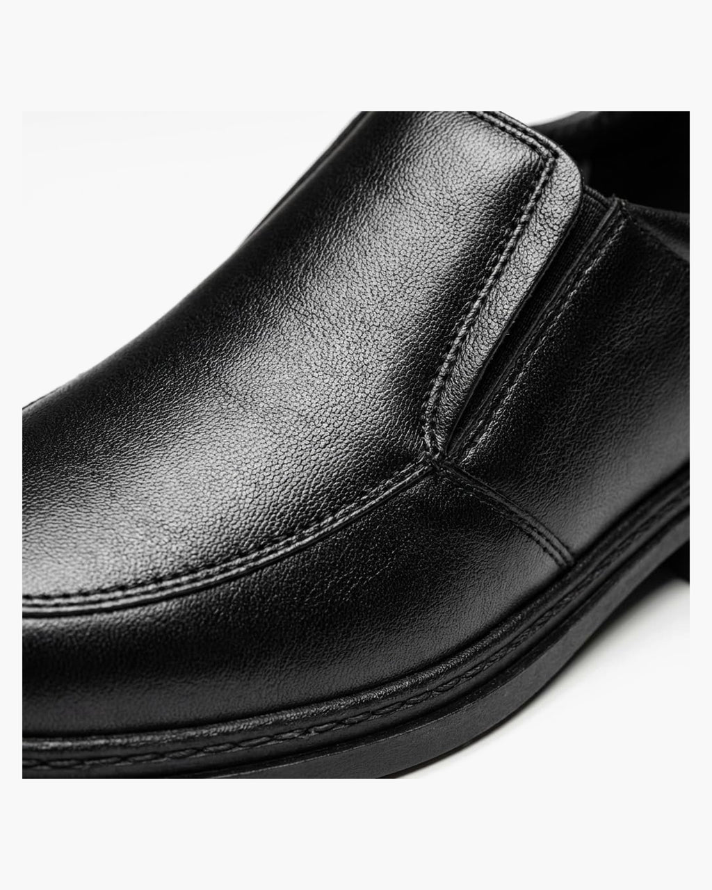 Zapatos de vestir de cuero negros para hombre sin cordones - Negro