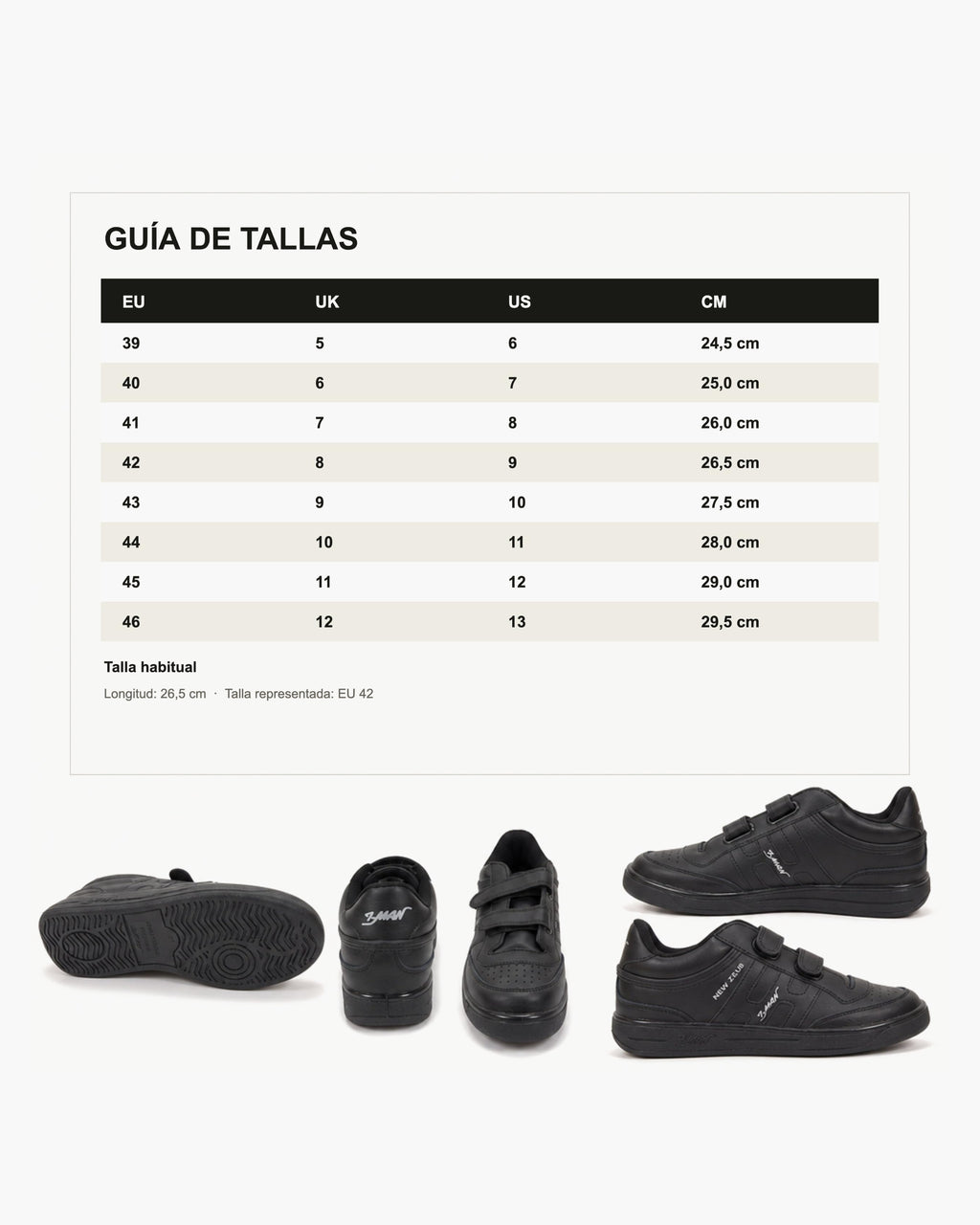 Zapatillas Hombre de Piel con Cierre Autoadherente - Negro