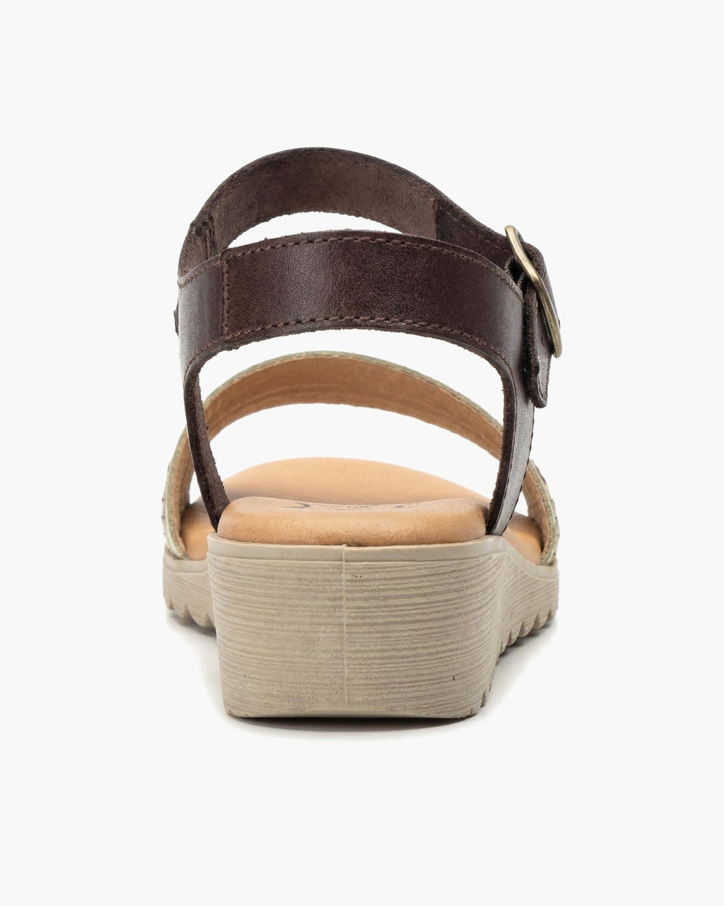 NOESLOMISMO BY DILEMA Sandalias Cómodas de Cuña Baja para Mujer | Tiras Trenzadas Multicolores - Marron