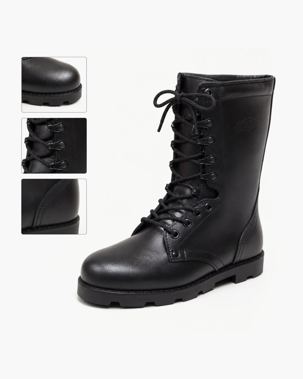 Segarra Botas Militares Mujer de Piel con Cordones, Negro - Negro