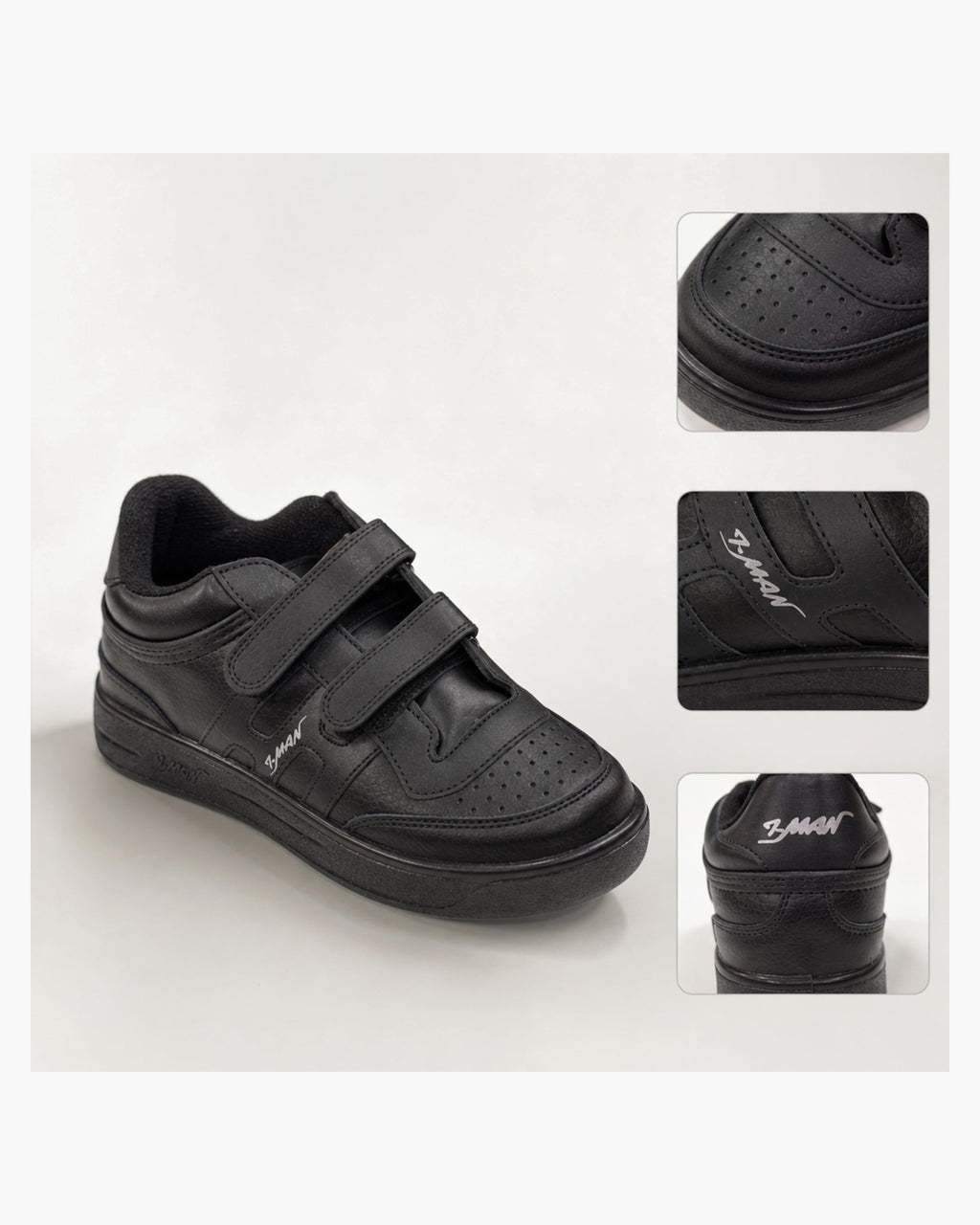 Zapatillas Hombre de Piel con Cierre Autoadherente - Negro