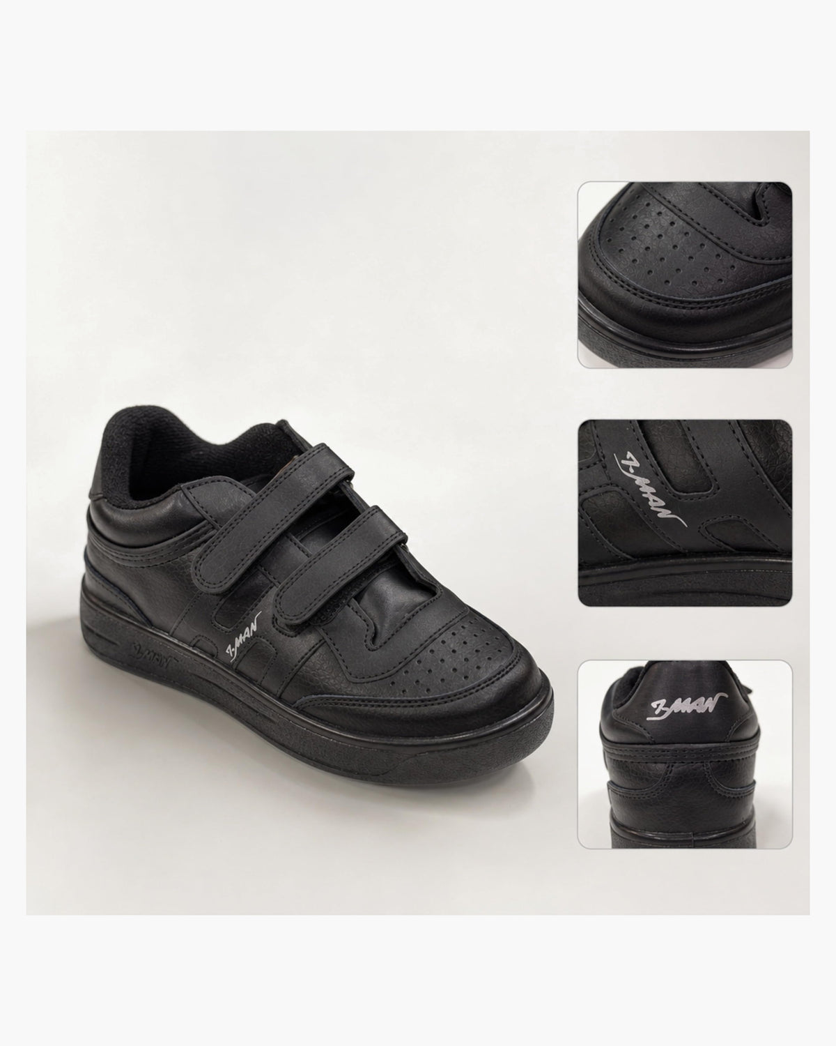 Zapatillas Hombre de Piel con Cierre Autoadherente - Negro