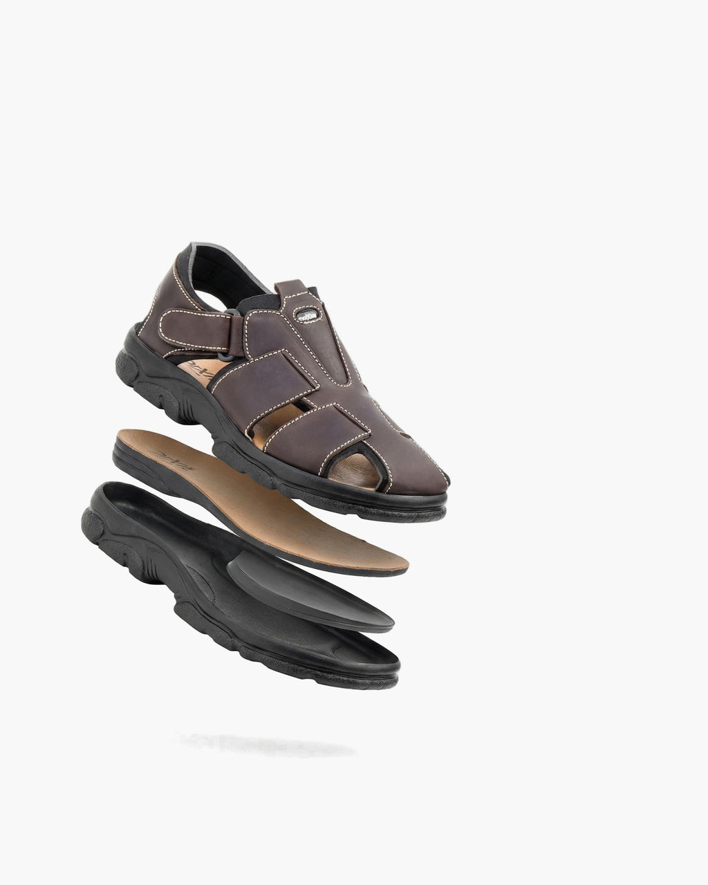 NOESLOMISMO BY DILEMA Sandalias de Piel para Hombre con Cierre de Velcro | Calzado Abierto Antideslizante Estilo Cangrejera para Caminar en Verano | Confort Ergonómico Hecho en España - Marron