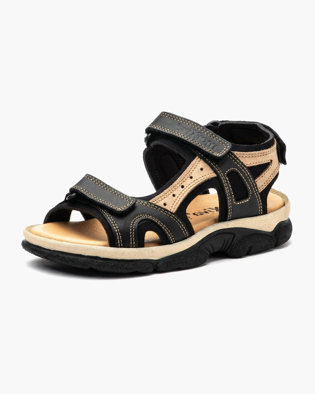 NOESLOMISMO BY DILEMA Sandalias Cangrejeras para Mujer | Cierre de Velcro Ajustable y Suela Antideslizante para Paseos de Verano, Ciudad y Playa | Calzado Ergonómico Fabricado en España - Negro-Taupe