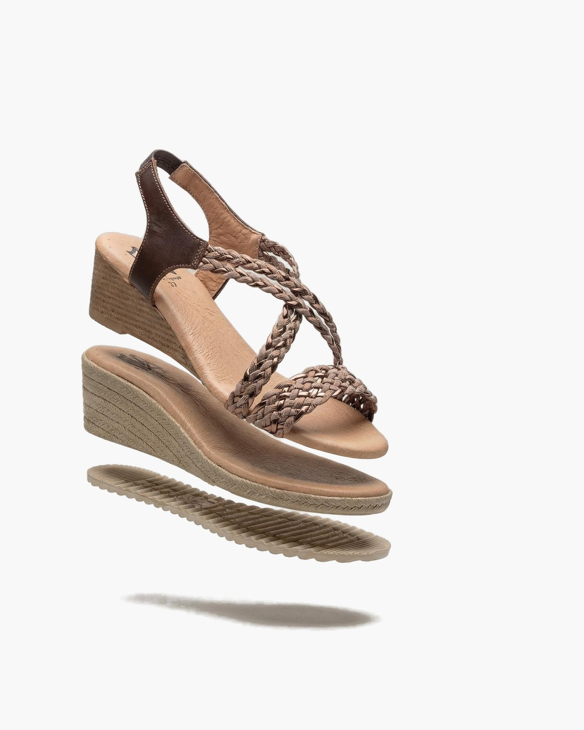 NOESLOMISMO BY DILEMA Sandalias de Cuña de Yute para Mujer Hechas en España - Tiras Trenzadas Metalizadas con Plantilla Ergonómica - Calzado Cómodo y Antideslizante para Uso Diario y Vacaciones - Marrón