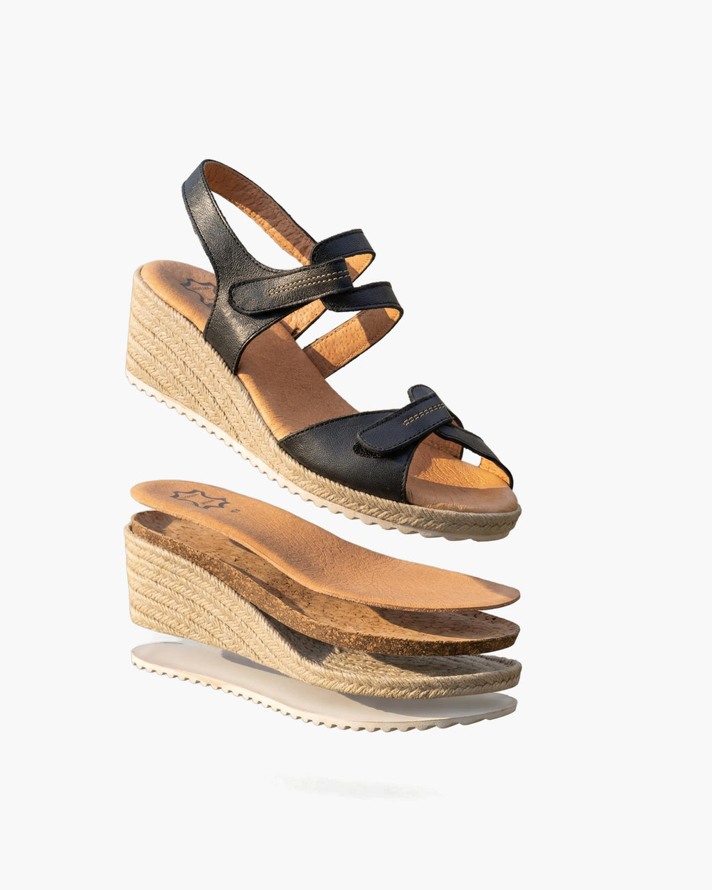 NOESLOMISMO BY DILEMA Sandalias para Mujer de Cuña Cómodas con Cierre de Velcro Ajustable | Zapatos de Verano Ergonómicos para Caminar, Ciudad y Playa | Fabricadas en España - Negro