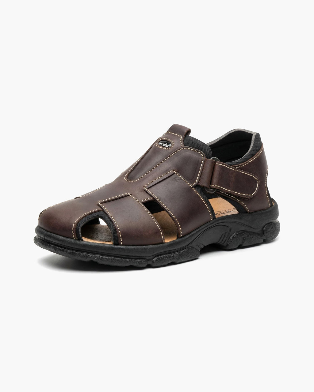 NOESLOMISMO BY DILEMA Sandalias de Piel para Hombre con Cierre de Velcro | Calzado Abierto Antideslizante Estilo Cangrejera para Caminar en Verano | Confort Ergonómico Hecho en España - Marron