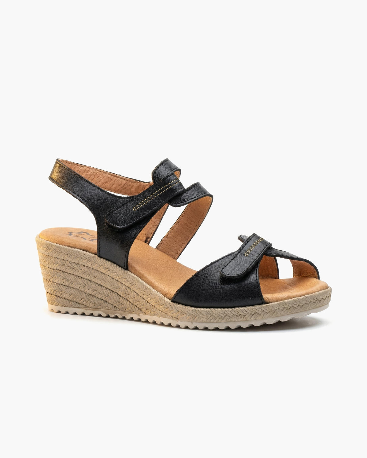 NOESLOMISMO BY DILEMA Sandalias para Mujer de Cuña Cómodas con Cierre de Velcro Ajustable | Zapatos de Verano Ergonómicos para Caminar, Ciudad y Playa | Fabricadas en España - Negro