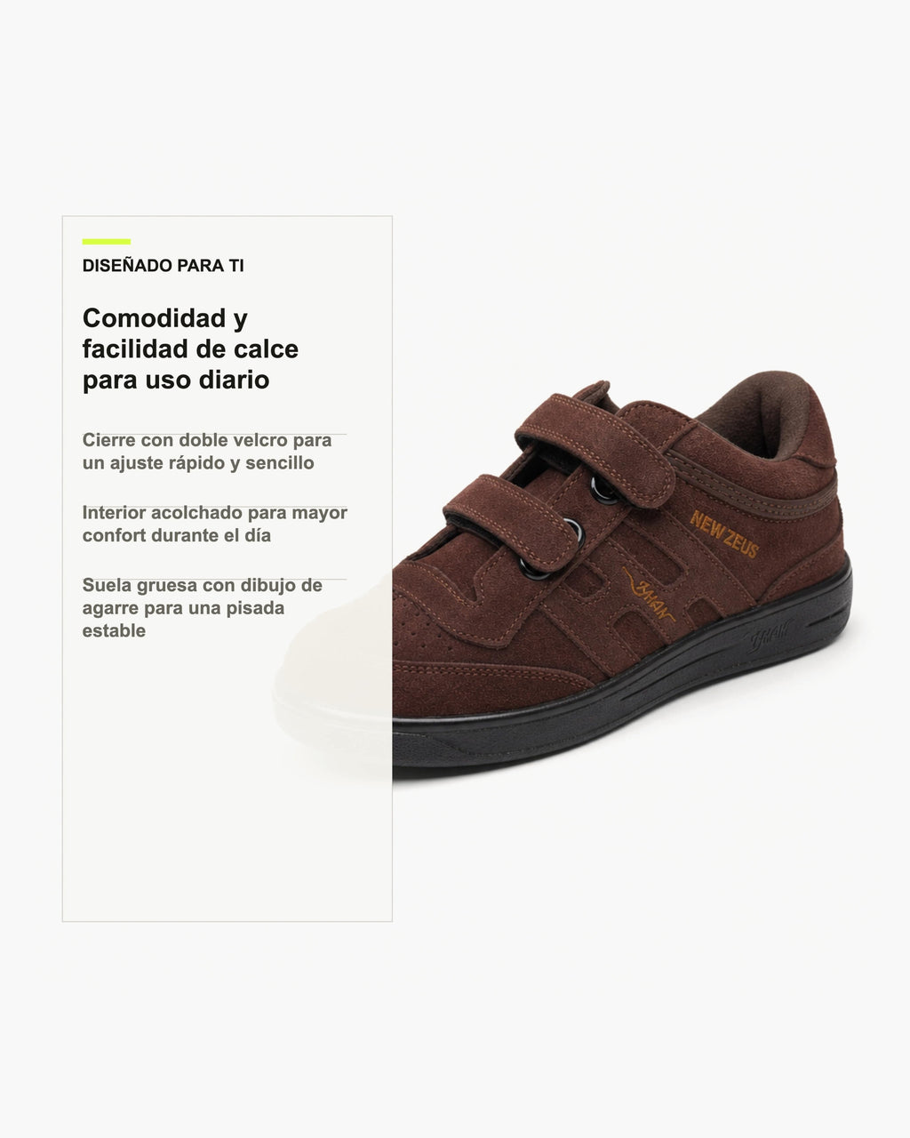 Zapatillas Hombre de Piel con Cierre Autoadherente - Marrón