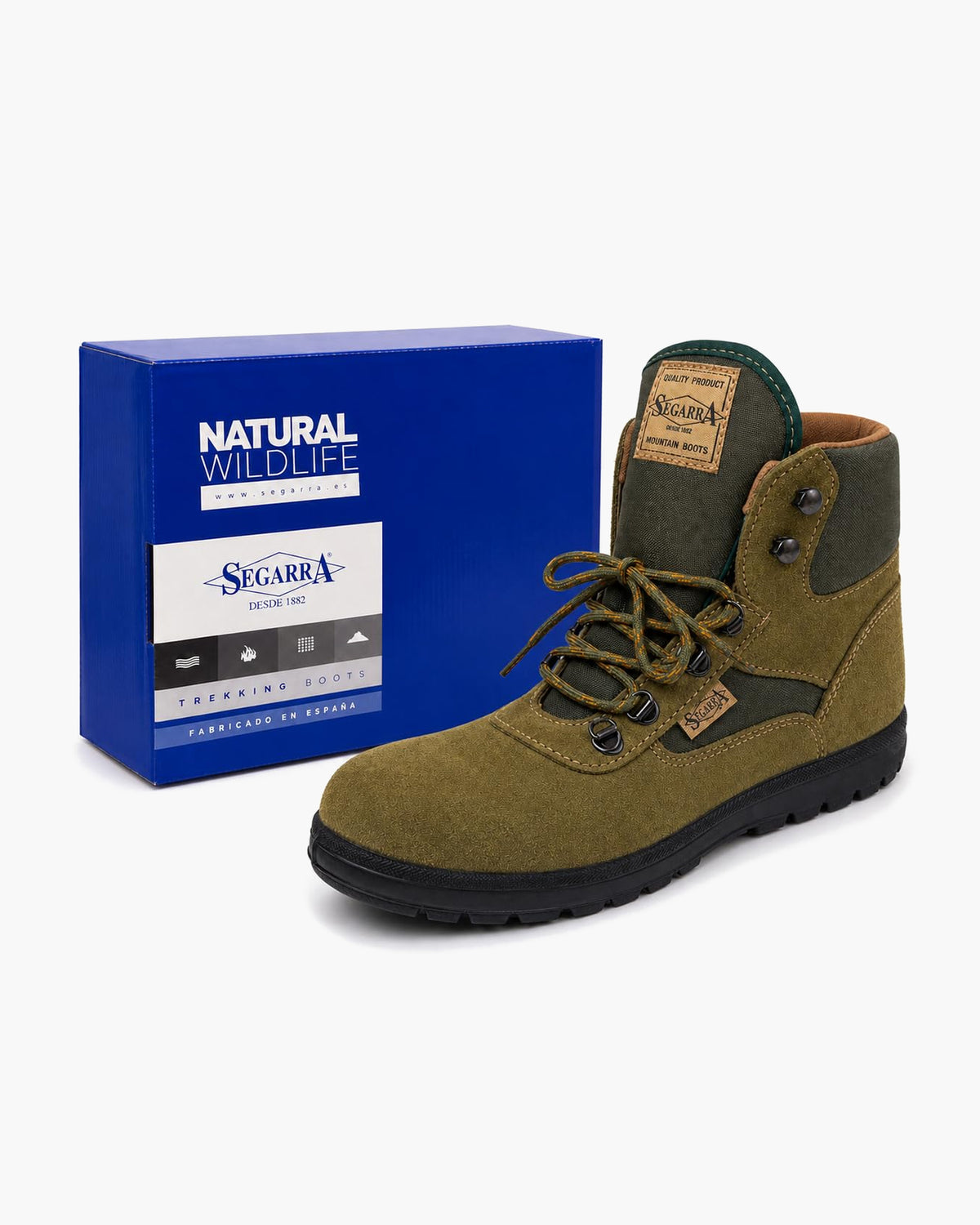 Segarra Botas de Montaña Hombre Impermeables de Cuero para Trekking, Verde - Kaki