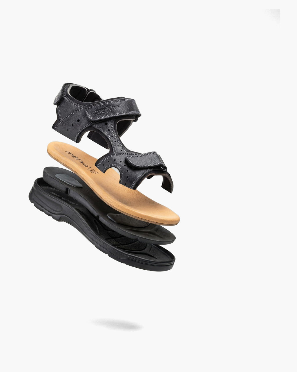 NOESLOMISMO BY DILEMA Sandalias Cangrejeras de Cuero para Hombre | Doble Cierre de Velcro Ajustable | Suela Antideslizante y Ergonómica para Caminatas Urbanas y Verano | Fabricadas en España - Negro