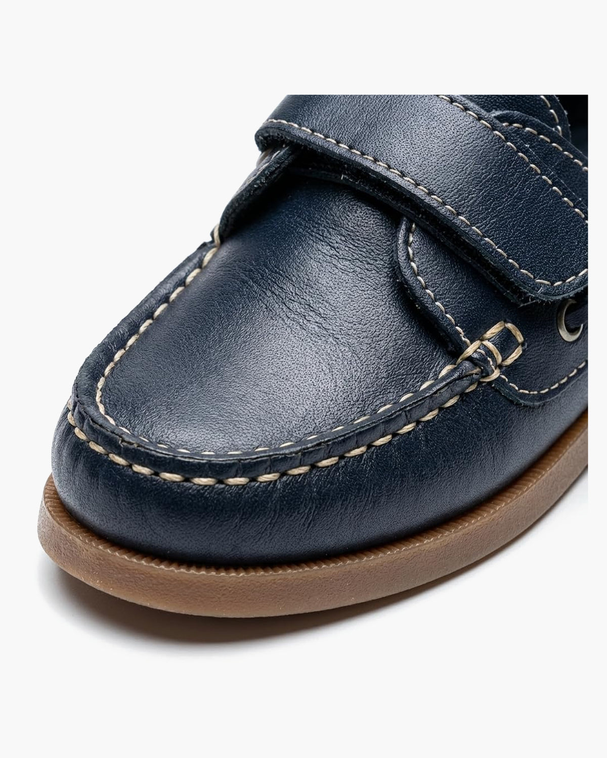 Zapatos náuticos de Cuero Azul Marino para niño con Cordones - Azul Marino
