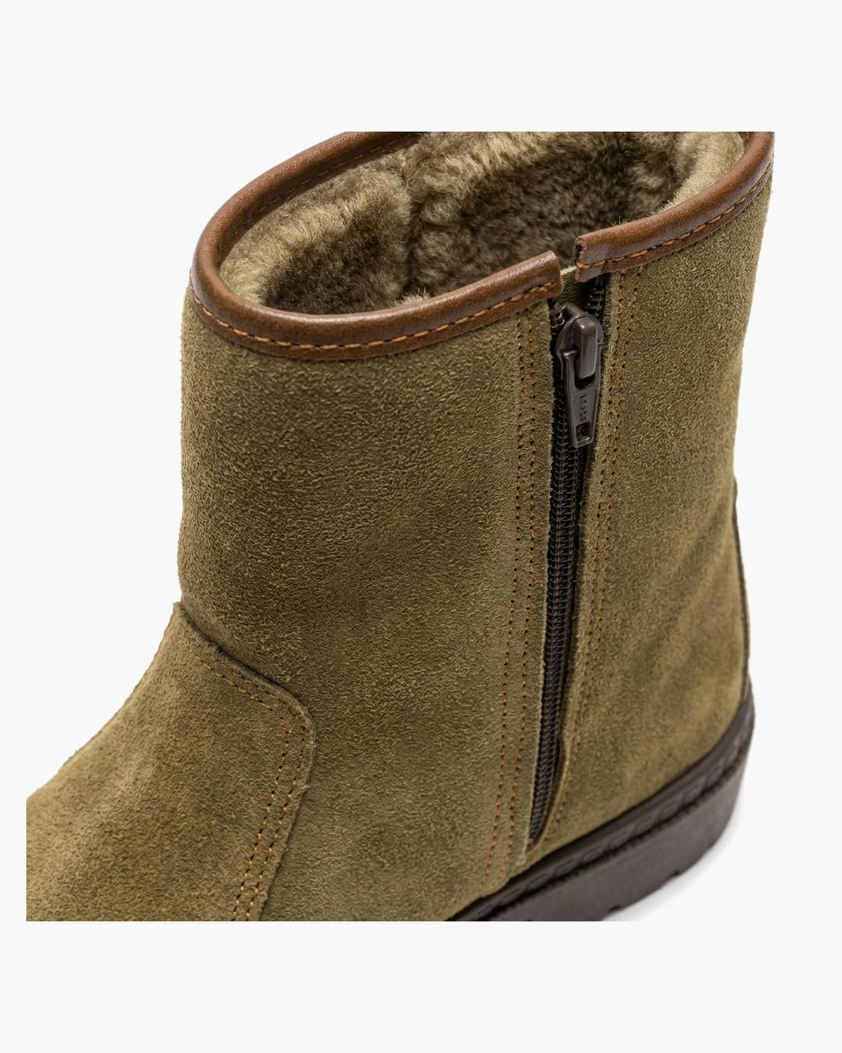 Botas de piel y serraje marrones para hombre con cremallera - Tabaco