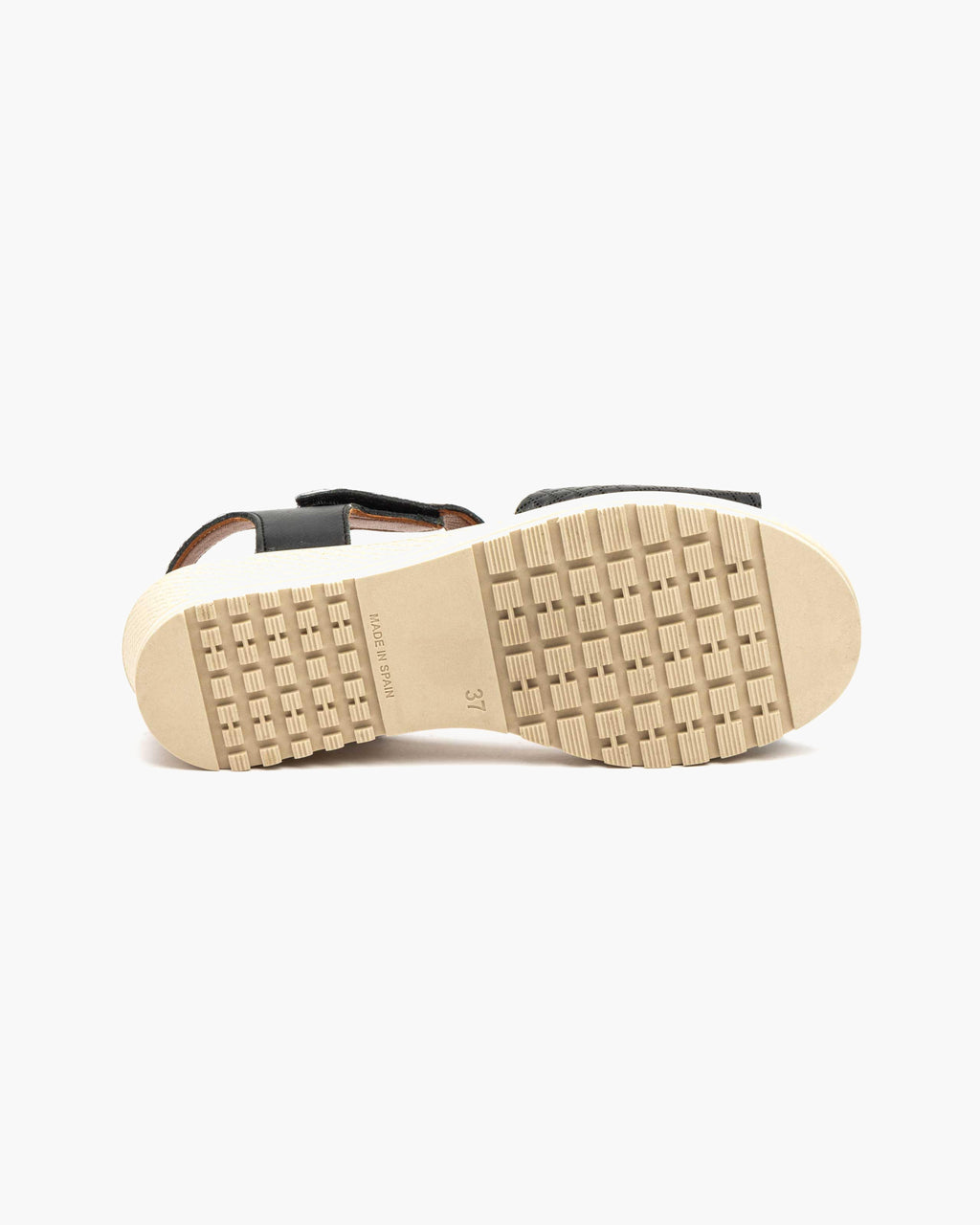 Sandalias de Cuña para Mujer de Piel Auténtica con Cierre de Velcro Verano - Negro