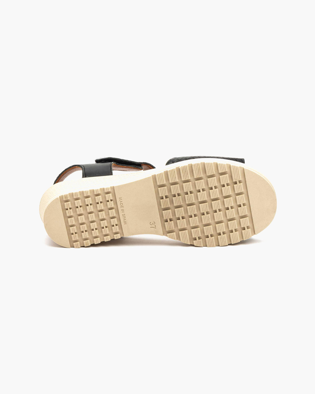 Sandalias de Cuña para Mujer de Piel Auténtica con Cierre de Velcro Verano - Negro